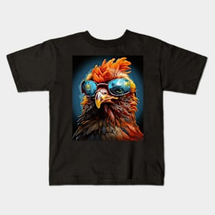 Pop Art Sunglasses Chicken Kids T-Shirt